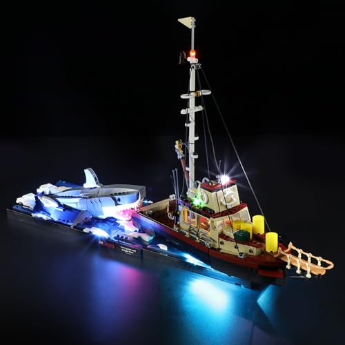 Design innovativo: progettato per Lego 21350. Con questo set di illuminazione è possibile trasformare il vostro LEGO Tiburón da scuro a chiaro, in modo che risvegli in vita.