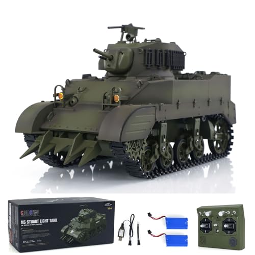 TOUCAN RC HOBBY 1/16 RTR RC Tank US M5A1 Stuart VI Remote Control Light Tank Two Battery Radio for...
