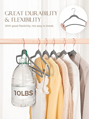 Jersow Velvet Hangers 50 Pack, Non-Slip Velvet Hangers With 360 Degree Swivel Hook, Space Saving Felt Hangers Heavy Duty Enough For Suit Hangers, Coat Hangers, Dress Hangers, Skirt Hangers (Grey) #TOP3