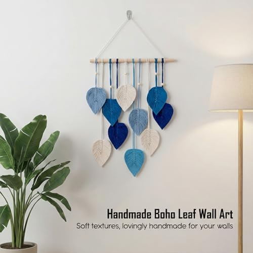 Image of Nostrae by Ekhasa Macrame Wall Hanging Leaves | Boho Wall Hanging Big Size | Handmade Macrame Wall Decor for Bedroom, Living Room, Balcony & Nursery | Boho Theme Home Decor Tapestry