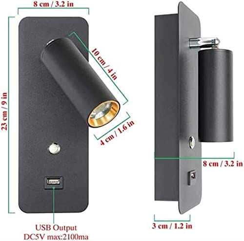Aplique LED de lectura ajustable para dormitorio con puerto USB WQHPLMD 5