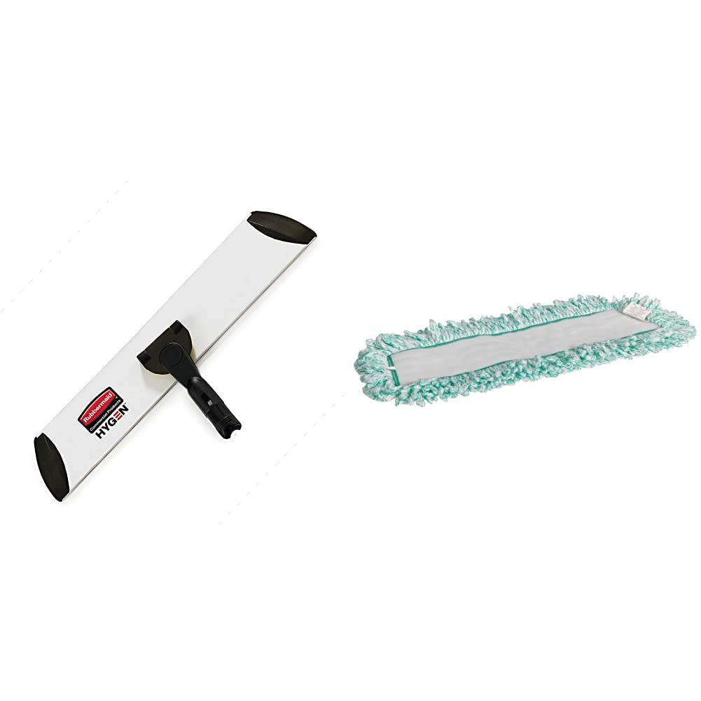 Rubbermaid Commercial Products Executive HYGEN Mop Quick-Connect Frame, Silver/Black (1863893), Handle not Included & Light Commercial Microfiber Dust Mop