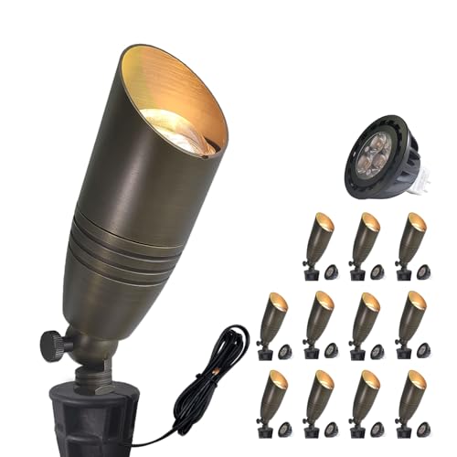 COLOER Brass Landscape Spotlights, 12 Pack MR16 LED 2700K