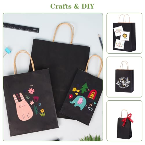 OUTUXED 120pcs Assorted Black Paper Bags