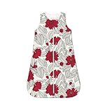 Salelf Leaves and Anemone Flowers in Red Grey for Unisex Baby Toddler Sleep Sack with Legs Wearable, Blanket 0-12 Months, Schwarz, M