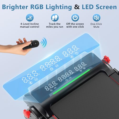 Image of Walking Pad Treadmill with Incline 8% & Decline -1.5% 4 Level, Under Desk Treadmill for Home, 2.5HP Quiet BLDC EvoDrive Portable Walking Pad with Remote Control, Led Display