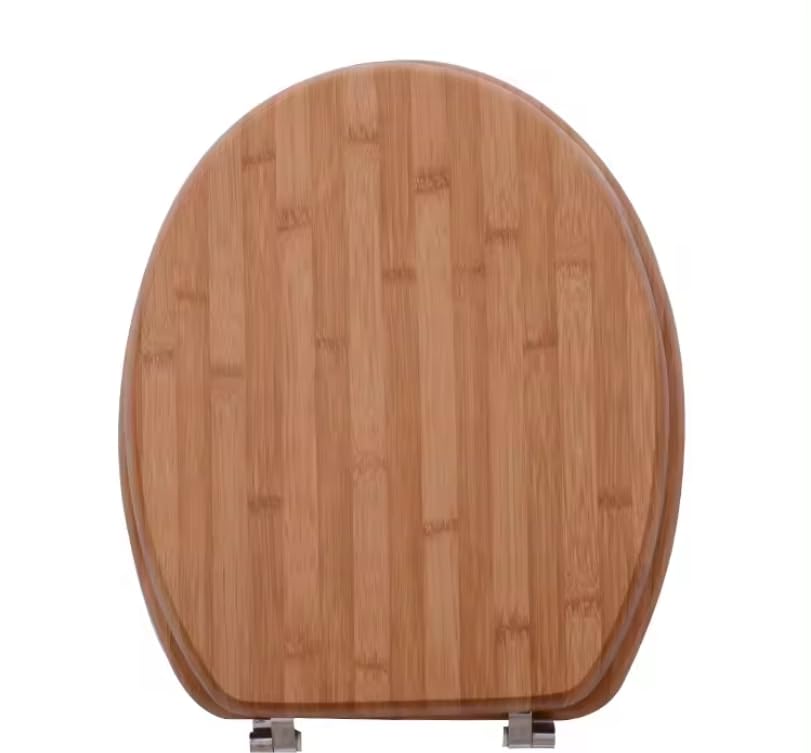 CLAM Bamboo Toilet Seat, Round, Slow Close Hinges, Wood