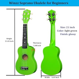 Winzz Soprano Ukulele Starter Kit For Beginners with Bag, Clip-On Tuner, Extra Strings, Strap, Plectrum, Fret Stickers, Chords Card, Polishing Cloth, Light Green - Les Beatles, Paul McCartney, John Lennon, RIngo Starr, George Harrison Winzz Soprano Ukulele Starter Kit For Beginners with Bag, Clip-On Tuner, Extra Strings, Strap, Plectrum, Fret Stickers, Chords Card, Polishing Cloth, Light Green – Image 6