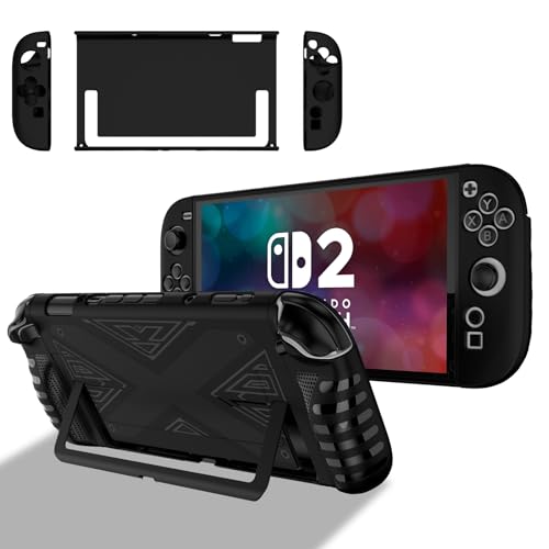Yenwen Funda Silicona Líquida para Nintendo Switch 2 Carcasa, Silicona Case Protector, Anti-Arañazos Anti-Choques Bumper Funda - Negro
