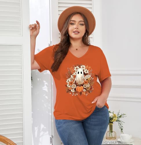 Image of ForHailey Women's Plus Size V Neck Tops Summer Short Sleeve T Shirt