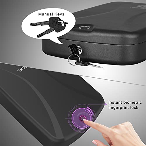 Wincent Portable Gun Safe Quick Access Gun Safes For Pistols - Biometric Pistol Safe Lock Box With Auto Open Lid & Fingerprints & Key For Car Travel #TOP2