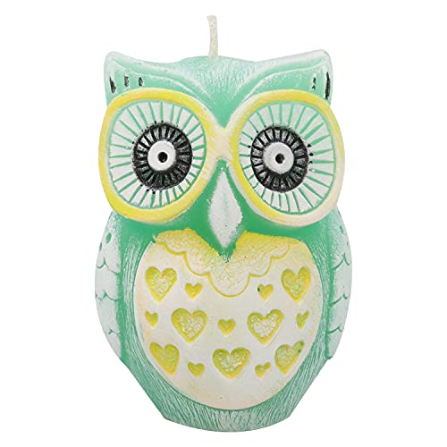 G Decor Chouette 3D jaune verte avec photophore assorti (figurine de hibou vert/jaune)
