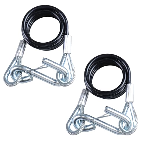 Tnyeobae 43-7/8 Galvanized Trailer Safety Cables PVC Coated Carbon Steel with 3/8 S-Hooks 3500 lbs Capacity 2-Pack