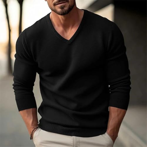 Men’S Polyester Acrylic V Neck Slim Fit Sweater Warm Knit Casual Pullover2