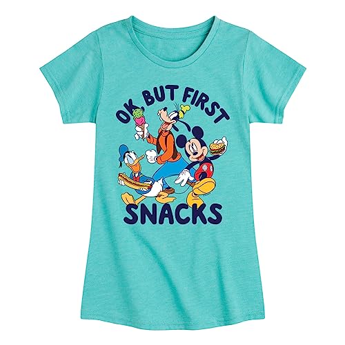 Disney - Mickey & Friends - Ok, But First Snacks - Toddler and Youth Girls Short Sleeve Graphic T-Shirt