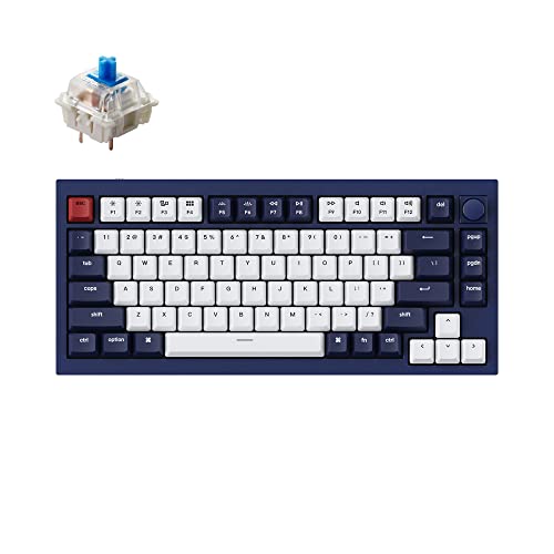 Image of Keychron Q1 QMK Custom Mechanical Keyboard - Version 2 Fully Assembled Knob / Navy Blue - A / Gateron G Pro Blue
