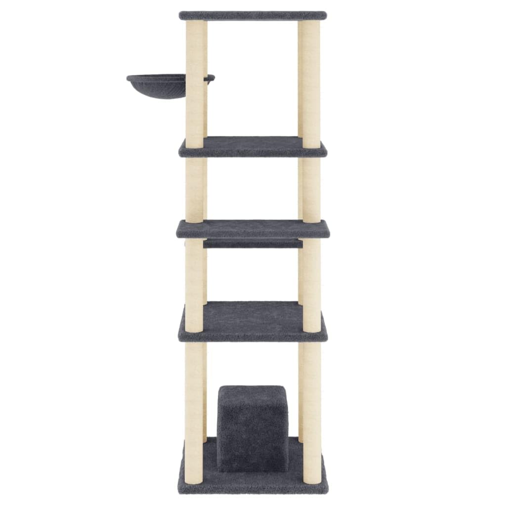 Tiragraffi con palo tiragraffi in sisal grigio scuro 154 cm, giocattolo per gattigio scuro 154 cm, giocattolo per gatti, giocattolo per gatti, tiragraffi per gatti, modello tiragraffi 172057