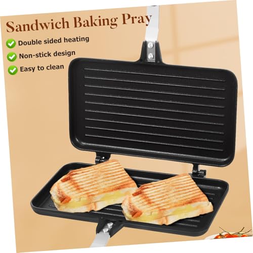 Angoily Double-Sided Non-Stick Sandwich Baking Pan for Gas Stove Grill Pan with Smooth Surface Easy-Clean Breakfast for Grilling Sandwiches and Roasting Meat - Image 9