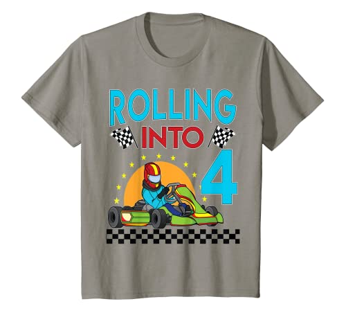 Niños Rodando en 4 Go Kart Racing Go-Kart 4th Birthday Racing Camiseta