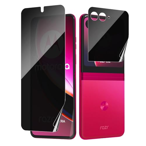 PUKMCX [1 Set] for Motorola Razr+ / Plus (2023) Matte Privacy Screen Protector, 1 Pack Internal Film + 1 Pack Outer Film, Anti-Spy, Anti-Scratch, Case Friendly