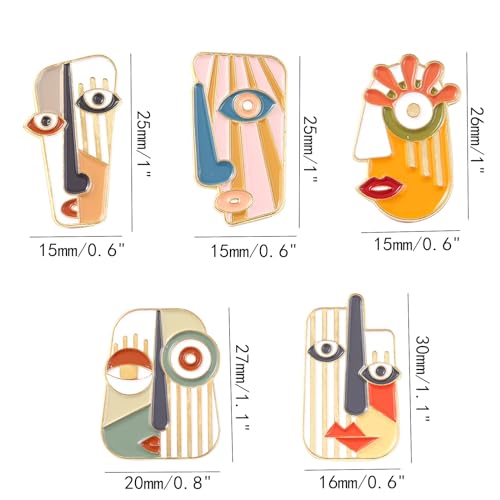 5 Pcs Picasso Style Enamel Pin Art Mask Brooch Pins Dress Accessories Fashion Shiny Brooch for Any Special Occasions2