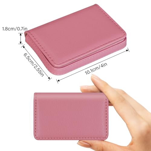 RFID Blocking Wallet - Minimalist Leather Business Credit Card Holder, PU Leather Wallet with Magnetic, Name ID Credit Card Case, Portable Carrier Purse for Business Social -Pink(LZW)3