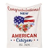 Jepufo US American Citizenship Gift Ideas, New American Citizen Gifts, Gifts for Senior Citizens, Citizenship Celebration Present, Patriotic Blanket, Gifts for Men Women Blanket 50"X60"
