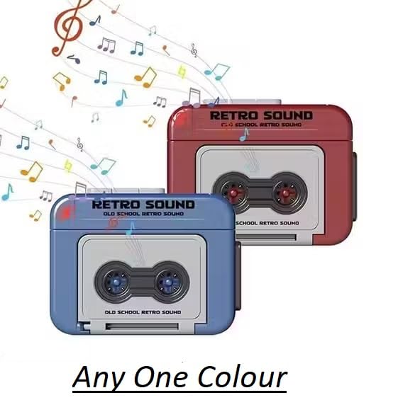 Image of Cassette Player | Retro Cassette Style Audio Recorder Device with Keychain Ring, 15 Second Message Recording Gadget, Cassette Design Body (Blue /Brown)