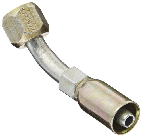Image of EATON Weatherhead Coll-O-Crimp 04E-685 45 Degree Female Swivel Tube Elbow Fitting, SAE 37 Degree, AISI /SAE 12L14 Carbon Steel, 1 /4 inch Hose ID, 5 /16 inch Tube Size