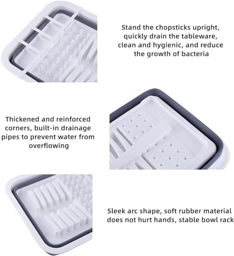 THANSTAR Collapsible Dish Drying Rack for RV Kitchen, Foldable Drainer Organizer for Kitchen Countertop, Space Saving Portable Dish Rack for Campers, Travel Trailer & Small Spaces, Easy Storage, Grey - Image 4