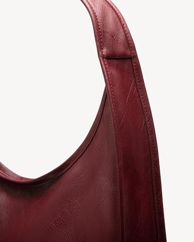 Image of NEWBELLA Hobo Purse, PU Leather Shoulder Bag, Tote Handbag for Work and Travel (Burgundy)