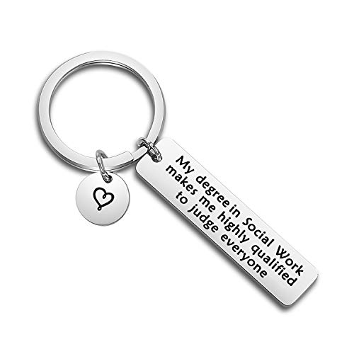 POTIY Social Worker Gift Funny Social Worker Keychain My Degree in Social Work Makes Me Highly Qualified to Judge Everyone Key Ring Gift for Social Workers Volunteers (Judge Everyone Keychain)