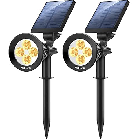 Nekteck Solar Powered Garden Spotlight - Outdoor Spot Light for Walkways, Landscaping, Security, Etc. - Ground Or Wall Mount Options (2 Pack, Warm White) Cover