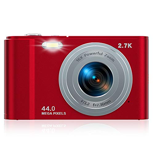 Rosdeca デジタルカメラ デジカメ コンパクト HDカメラ 2.7K 44MP 16倍ズーム 連写 軽量 携帯便利 2.88インチIPS画面 ミニカメラ キッズ 学生 撮影初心者に適用