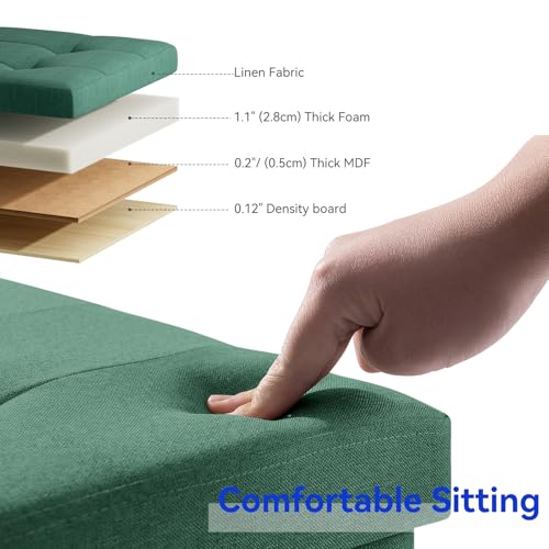 Image of BRIAN & DANY 30 Inches Folding Storage Ottoman Bench, Ottoman with Storage Bench for Bedroom, Living Room, Entryway, Foot Rest with Legs, Dark Green