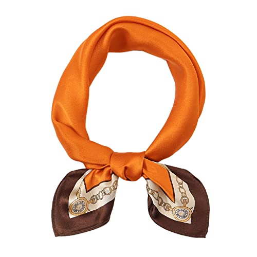 RIIQIICHY 100% Mulberry Silk Scarf Head Scarf for Women Hair Scarf for Sleeping Hair Wrapping at Night Square Neck Scarves 21"-orange