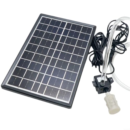 Feegow 9V 6W Solar Springbrunnen Pumpe Kit für Wasserspiel, Solar Wasserpumpe Schwimmbrunnen mit Sauerstoffpumpe/Aquarium Wasserleitung, Solar Garten Brunnen