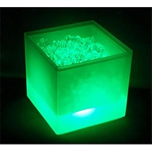ijsemmer LED Ice Bucket Dubbellaags Vierkante Bar Bier Ijs Wijn Bucket RGB Kleur Veranderende Duurzaam 3.5 L Bar Wijnzak Beer Koeler Houder (Color : 1pcs Green)