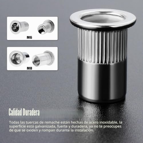 Miniatura 3 de Gueenky 100 Tuercas De Remache M6 M8 De Acero Inoxidable, Tuercas De Remache M8 M6 De Acero Inoxidable, Tuercas De Remachado, Tuercas De Remache Ciego, Tuercas De Remache Para Metal Y Plástico, 50