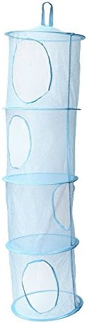 Adaman Mesh Hanging Storage with 4 Compartments, Toy Hanging Storage Organizer for Kids& Baby Room (Blue)