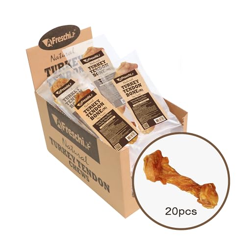 Afreschi Turkey Tendon Dog Treats for Signature Series, All Natural Human Grade Puppy Chew, Ingredient Sourced from USA, Hypoallergenic, Easy to Digest, Rawhide alternative, 20 Units/Box Bone (Medium)