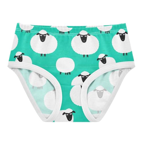 Joisal Cute White Sheep Teal Green Girls Underwear Toddlers 2t Cotton Girl Panties Cute Fun Print Briefs Underpants