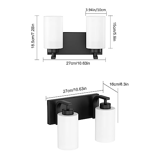 image for Tipace 2 Lights Modern Bathroom Vanity Light Fixtures Over Mirror Blac