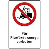 Für Flurförderzeuge verboten Schild Verbotszeichen zur Anbringung an ebenen Oberflächen. Die Für Flurförderzeuge verboten-Symbol und Für Flurförderzeuge verboten-Text Kombination wird auf eine 30 x 20 x 0,3 cm Hartschaumplatte gedruckt.