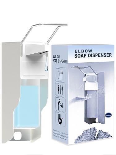 Desinfektionsspender 1000 ML Seifenspender Wandbefestigung Eurospender Metall Desinfektionsspender mit Ellbogendruck für Desinfektionsmittel und Handseifen Weißer Seifenspender