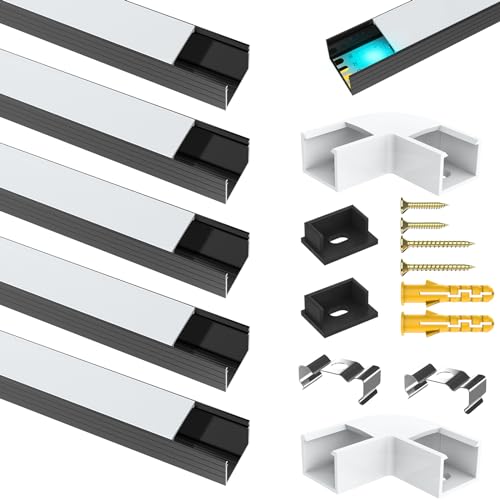 Angdarun Led-profiel, 6 x 1 m, aluminium, U-vormig ledprofiel voor ledkanalen of rails, perfect voor lichtstrips tot 16 mm, ideaal voor stijlvolle montage aan het plafond of in vitrinekasten