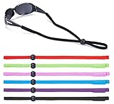 Sports Sunglass Straps Glasses Retainer, Stretchy Nylon Rope with Cord Locks, Adjustable Eyeglasses Lanyard Neck Holder Strap, Universal Fit Multipack Solid Color