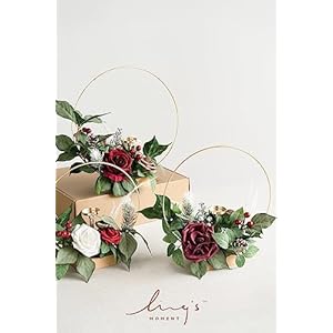 Ling's Moment Candle Holder Hoop Wreath Floral Centerpieces for Sweetheart Table, Head Table, Ceremony Reception Artificial Flowers Wedding Christmas Decorations (Set of 3,White) Lings Moment Candle Holder Hoop Wreath Floral Centerpieces for Sweetheart Table Head Table Ceremony Reception Artificial Flowers Wedding Christmas Decorations Set of 3White