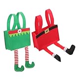 Anneome 2 Piezas Bolsas de Navideñas Reutilizables con Asas Bolsas Pequeñas para Diseño Rojo y Verde para Fiestas y de Navidad