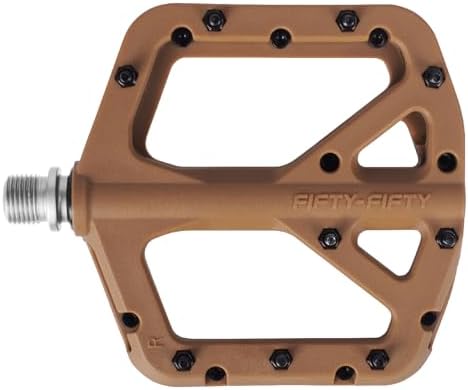 FIFTY-FIFTY Mountain Bike Pedals, Non-Slip MTB Nylon Composite, 9/16" Bicycle Pedals, Lightweight and Wide Flat Platform (Gum)
